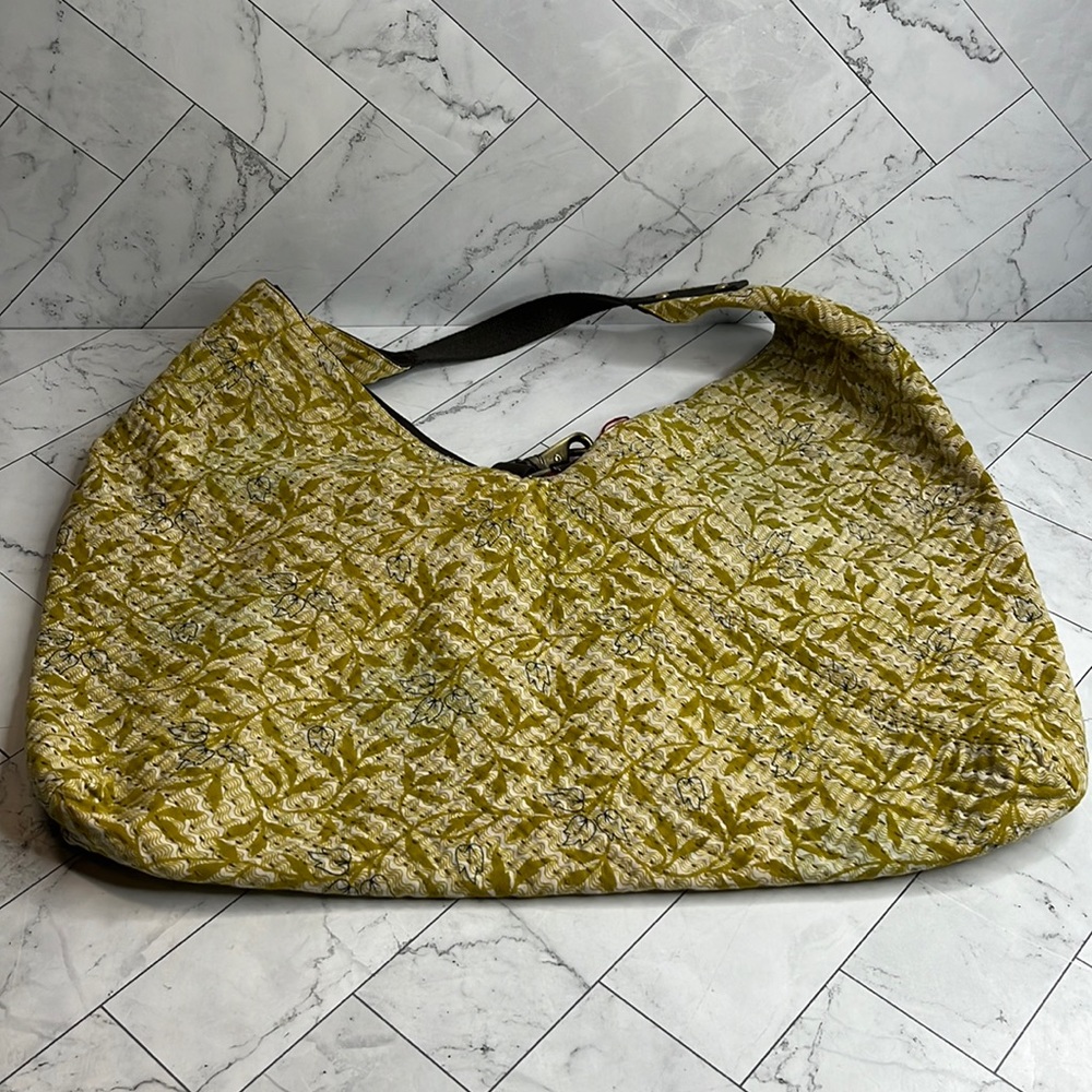 NWT Sari Bari Womens Brown Lobster Clasp Closure Hobo Bag Gold & White Floral